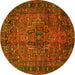 Round Persian Yellow Traditional Rug, tr2864yw
