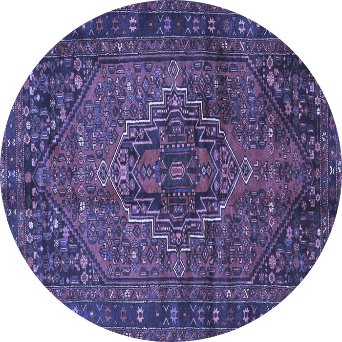 Round Machine Washable Persian Blue Traditional Rug, wshtr2864blu