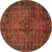 Round Machine Washable Persian Brown Traditional Rug, wshtr2864brn