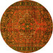 Round Machine Washable Persian Yellow Traditional Rug, wshtr2864yw