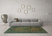 Machine Washable Persian Turquoise Traditional Area Rugs in a Living Room,, wshtr2864turq