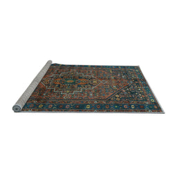 Sideview of Machine Washable Persian Light Blue Traditional Rug, wshtr2864lblu