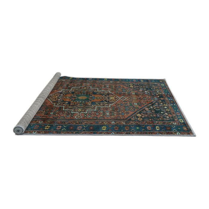 Sideview of Machine Washable Persian Light Blue Traditional Rug, wshtr2864lblu