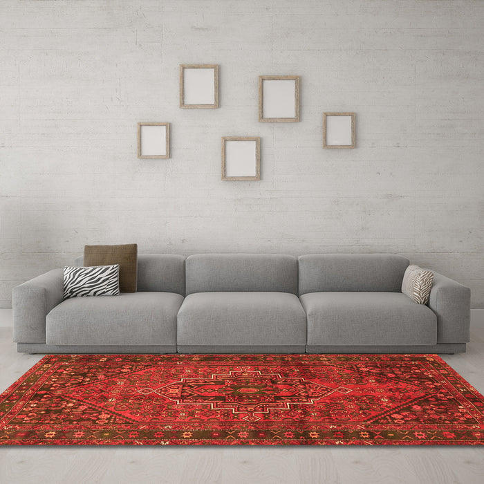 Machine Washable Persian Orange Traditional Area Rugs in a Living Room, wshtr2864org