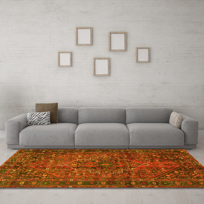 Machine Washable Persian Yellow Traditional Rug in a Living Room, wshtr2864yw