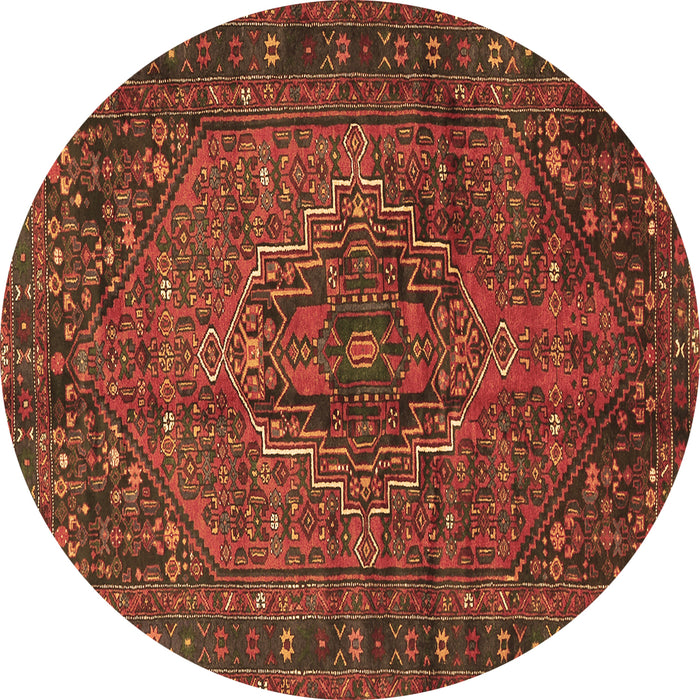 Round Persian Brown Traditional Rug, tr2864brn