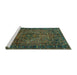 Sideview of Machine Washable Persian Turquoise Traditional Area Rugs, wshtr2864turq