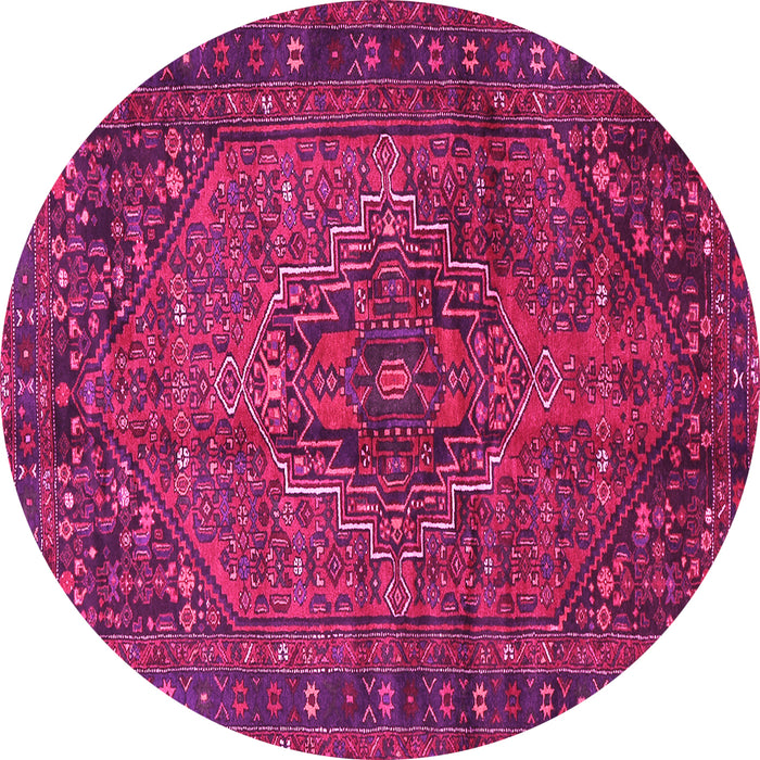 Round Machine Washable Persian Pink Traditional Rug, wshtr2864pnk