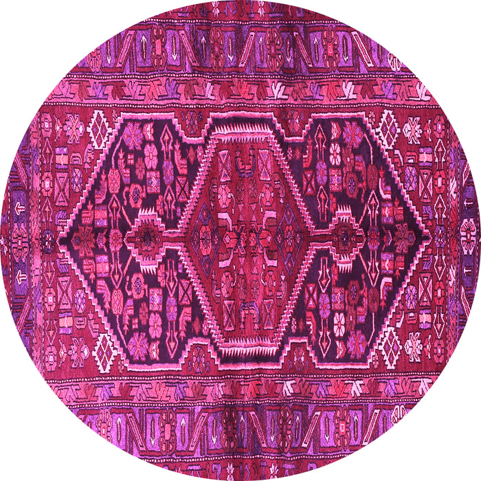 Round Machine Washable Persian Pink Traditional Rug, wshtr2865pnk