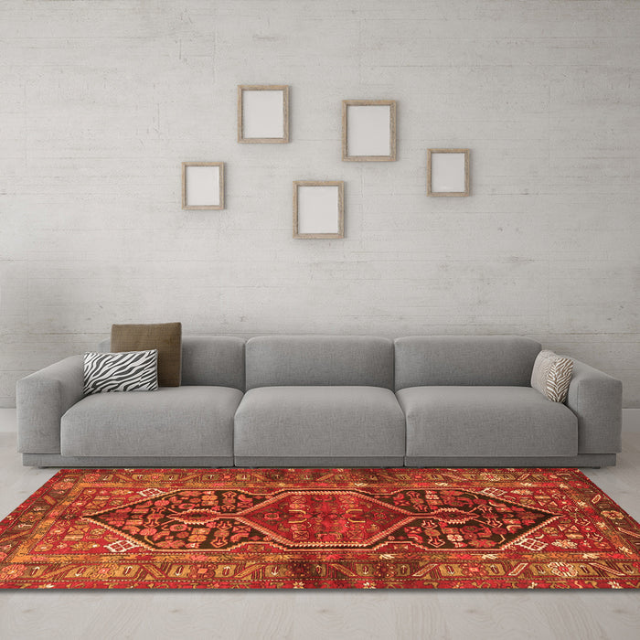 Machine Washable Persian Orange Traditional Area Rugs in a Living Room, wshtr2865org