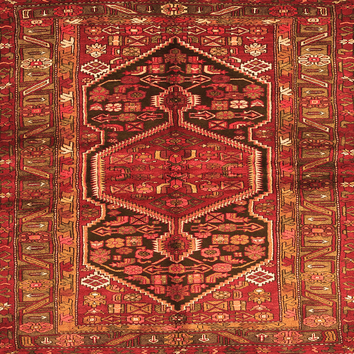 Round Machine Washable Persian Orange Traditional Area Rugs, wshtr2865org