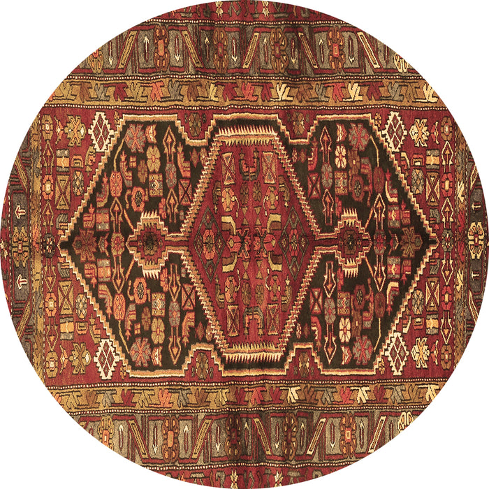 Round Persian Brown Traditional Rug, tr2865brn