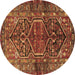 Round Persian Brown Traditional Rug, tr2865brn