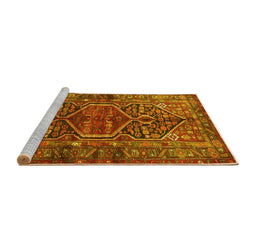 Sideview of Machine Washable Persian Yellow Traditional Rug, wshtr2865yw