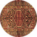 Round Machine Washable Persian Brown Traditional Rug, wshtr2865brn