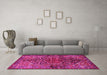 Machine Washable Persian Pink Traditional Rug in a Living Room, wshtr2865pnk