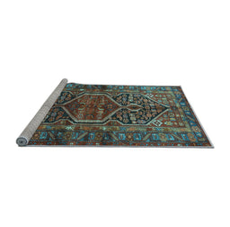 Sideview of Machine Washable Persian Light Blue Traditional Rug, wshtr2865lblu