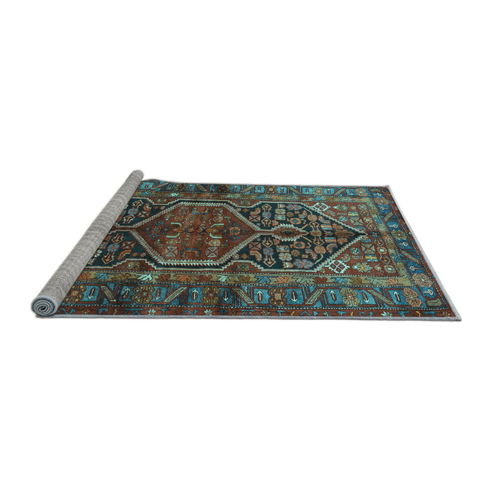Sideview of Machine Washable Persian Light Blue Traditional Rug, wshtr2865lblu