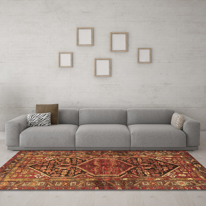 Machine Washable Persian Brown Traditional Rug in a Living Room,, wshtr2865brn