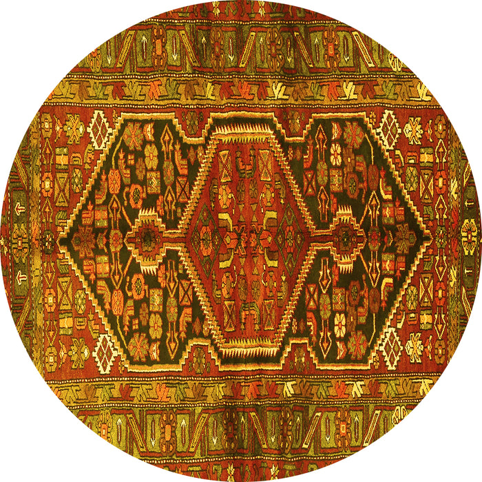 Round Persian Yellow Traditional Rug, tr2865yw