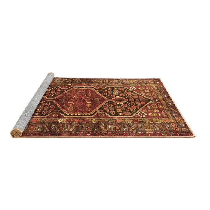 Sideview of Machine Washable Persian Brown Traditional Rug, wshtr2865brn