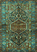 Machine Washable Persian Turquoise Traditional Area Rugs, wshtr2865turq