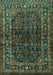 Machine Washable Persian Turquoise Traditional Area Rugs, wshtr2866turq