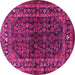 Round Machine Washable Persian Pink Traditional Rug, wshtr2866pnk