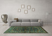 Machine Washable Persian Turquoise Traditional Area Rugs in a Living Room,, wshtr2866turq