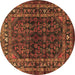 Round Machine Washable Persian Brown Traditional Rug, wshtr2866brn