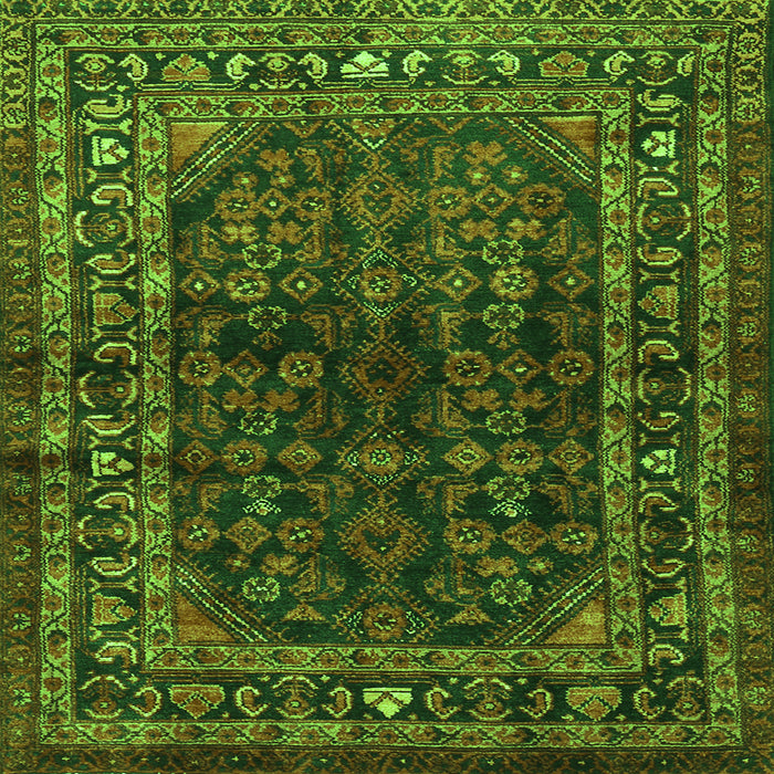Round Machine Washable Persian Green Traditional Area Rugs, wshtr2866grn
