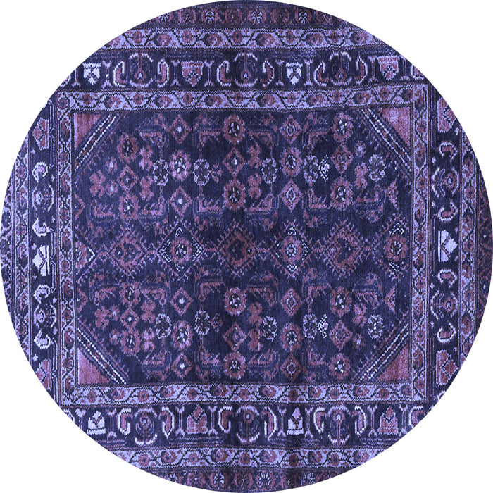 Round Machine Washable Persian Blue Traditional Rug, wshtr2866blu