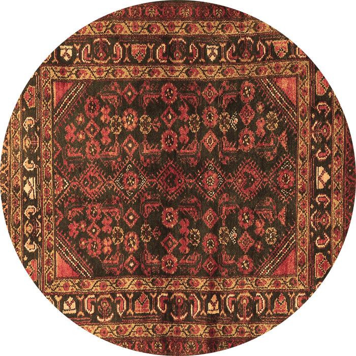 Round Persian Brown Traditional Rug, tr2866brn