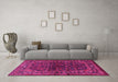 Machine Washable Persian Pink Traditional Rug in a Living Room, wshtr2866pnk