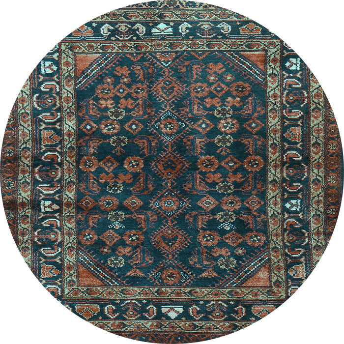 Round Machine Washable Persian Light Blue Traditional Rug, wshtr2866lblu