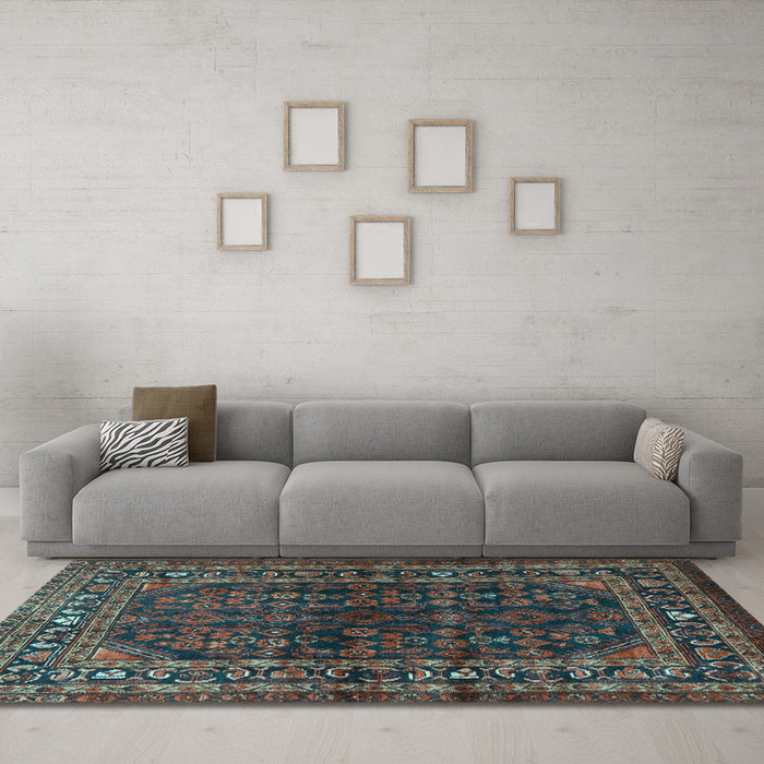 Machine Washable Persian Light Blue Traditional Rug in a Living Room, wshtr2866lblu