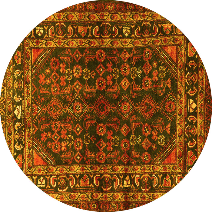 Round Machine Washable Persian Yellow Traditional Rug, wshtr2866yw