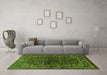 Machine Washable Persian Green Traditional Area Rugs in a Living Room,, wshtr2866grn