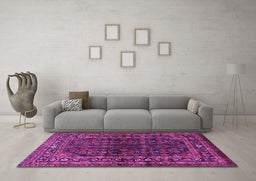 Machine Washable Persian Purple Traditional Area Rugs in a Living Room, wshtr2866pur