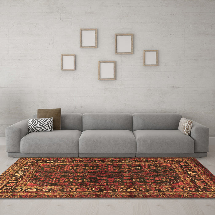 Machine Washable Persian Brown Traditional Rug in a Living Room,, wshtr2866brn