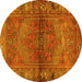 Round Persian Yellow Traditional Rug, tr2867yw