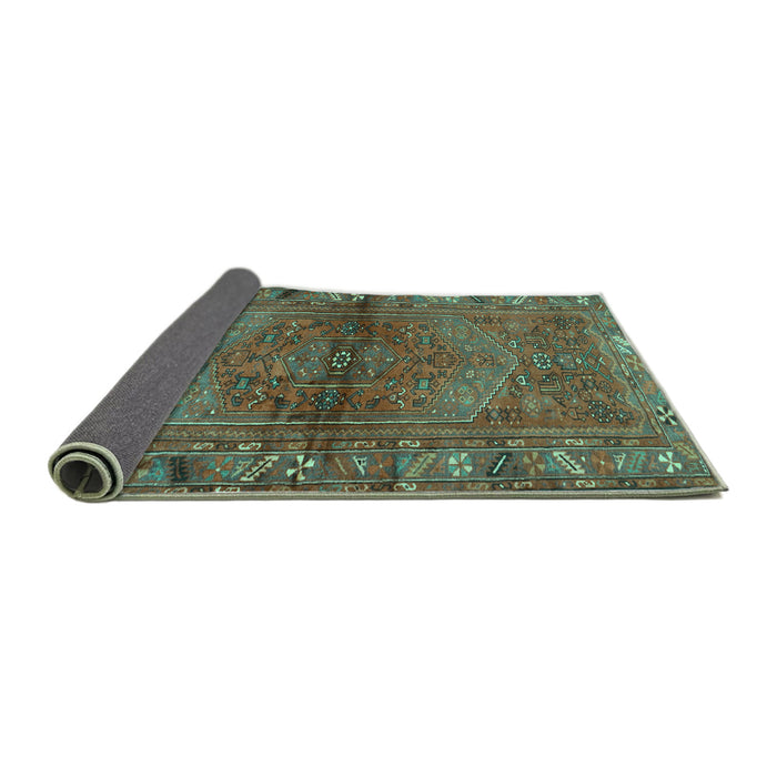Sideview of Persian Turquoise Traditional Rug, tr2867turq