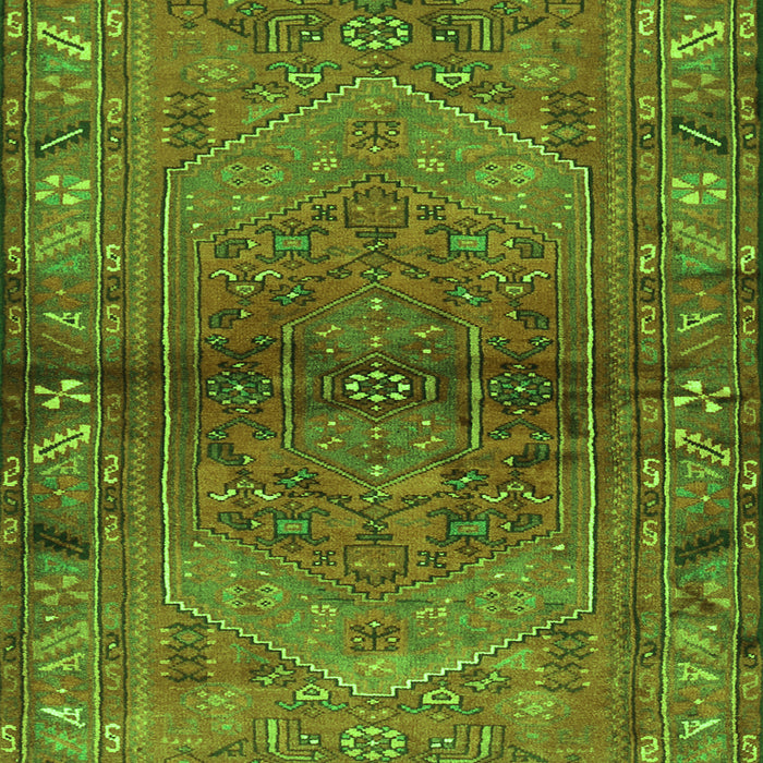 Serging Thickness of Machine Washable Persian Green Traditional Area Rugs, wshtr2867grn