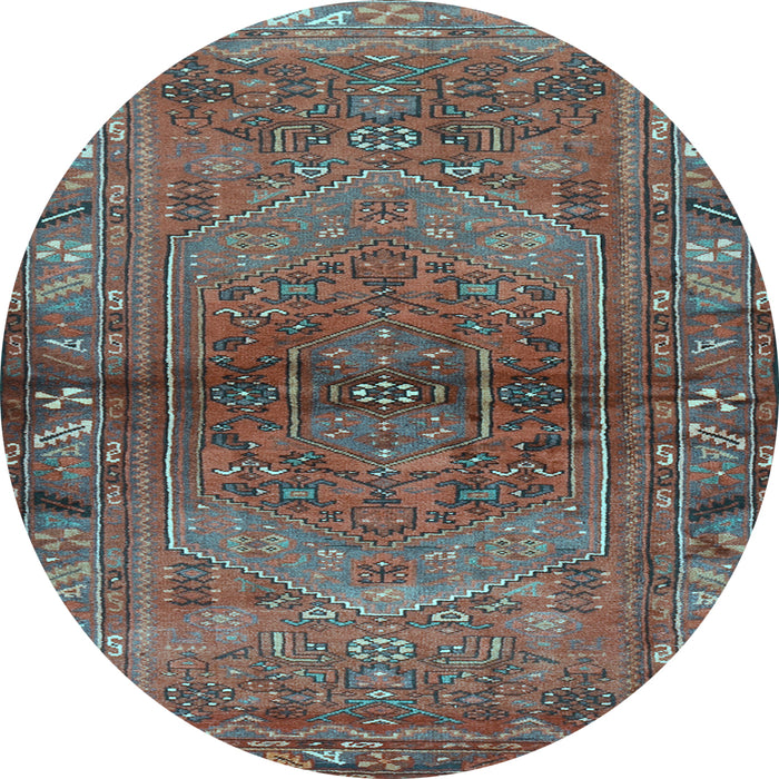 Round Machine Washable Persian Light Blue Traditional Rug, wshtr2867lblu