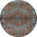 Round Machine Washable Persian Light Blue Traditional Rug, wshtr2867lblu