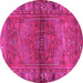 Round Persian Pink Traditional Rug, tr2867pnk