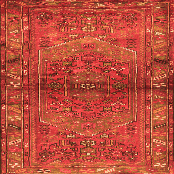 Round Machine Washable Persian Orange Traditional Area Rugs, wshtr2867org