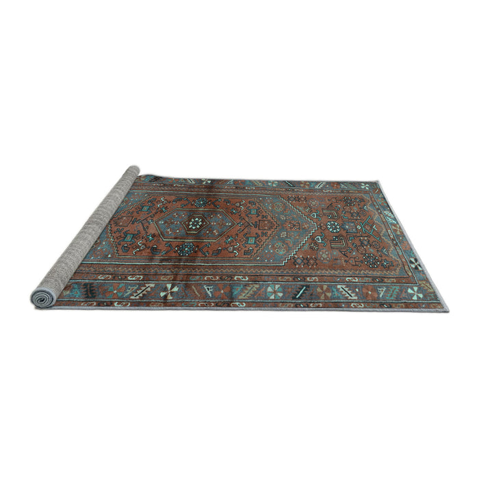 Sideview of Machine Washable Persian Light Blue Traditional Rug, wshtr2867lblu