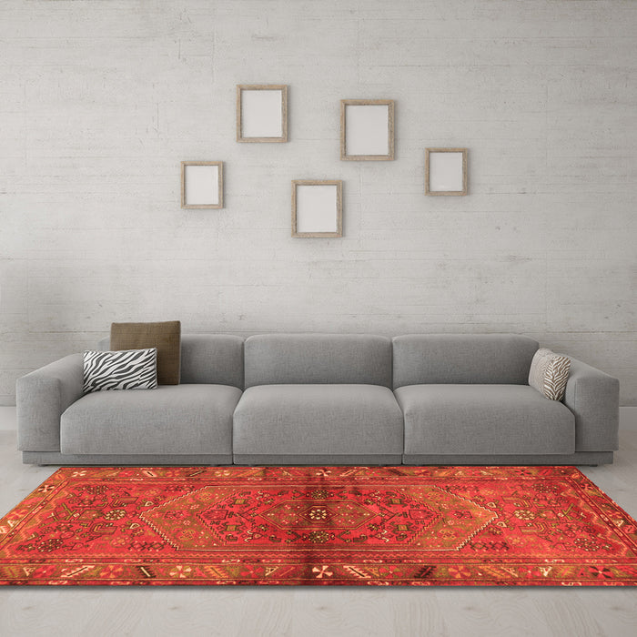 Machine Washable Persian Orange Traditional Area Rugs in a Living Room, wshtr2867org
