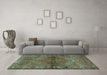 Machine Washable Persian Turquoise Traditional Area Rugs in a Living Room,, wshtr2867turq